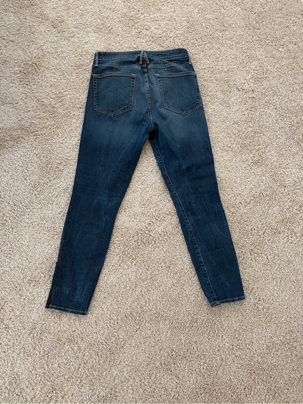 Good American Dark Blue Women's Skinny Jeans with Ankle Zippers - Picture 2 of 6